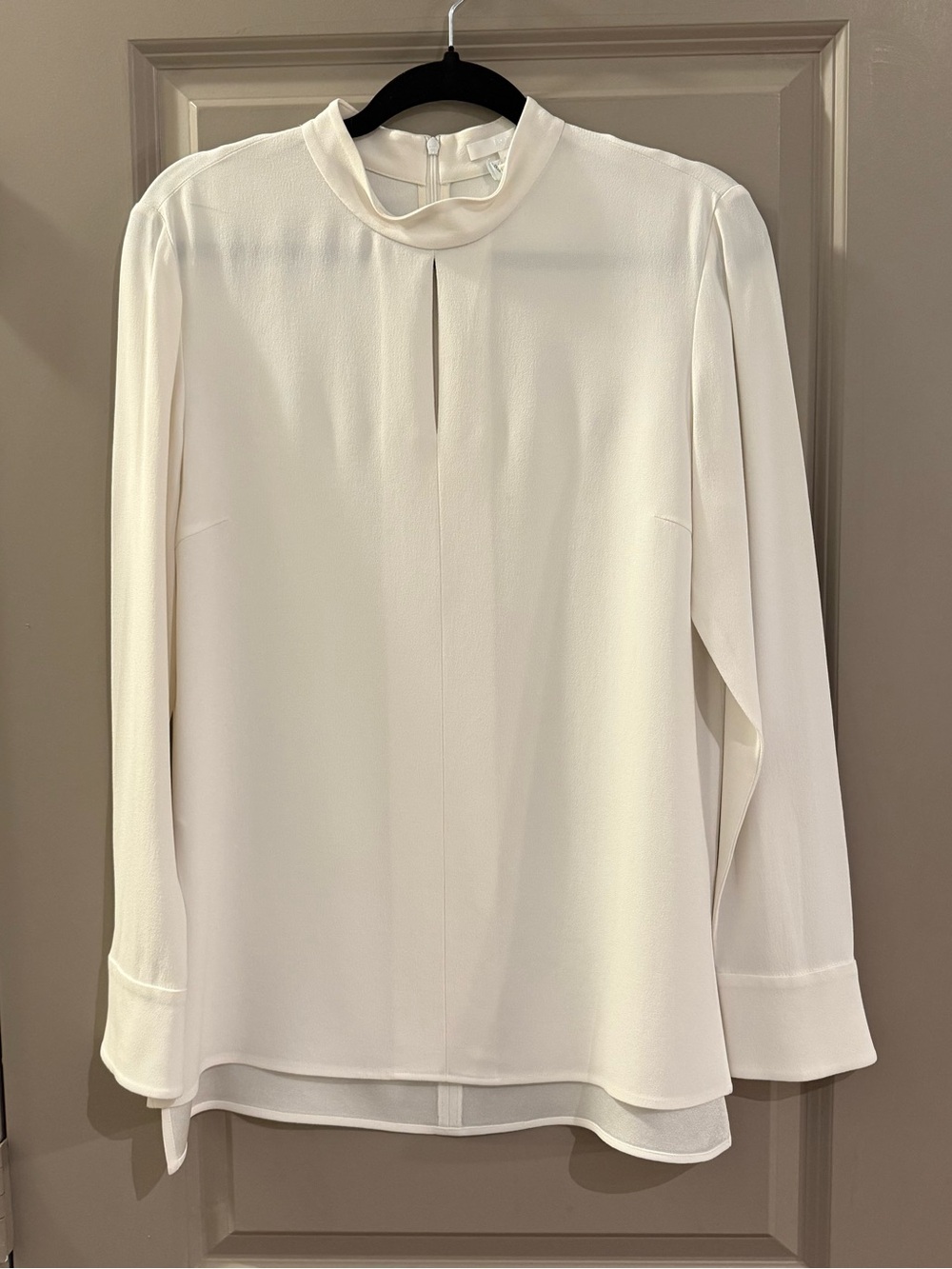 Boss Biducla Cream Long Sleeve Mock Neck Blouse